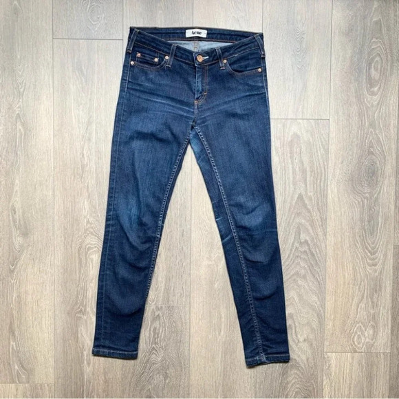 Acne Studios Kex Soft Raw Straight Leg Skinny Jeans Dark Wash Low rise Size 27 - Picture 3 of 15